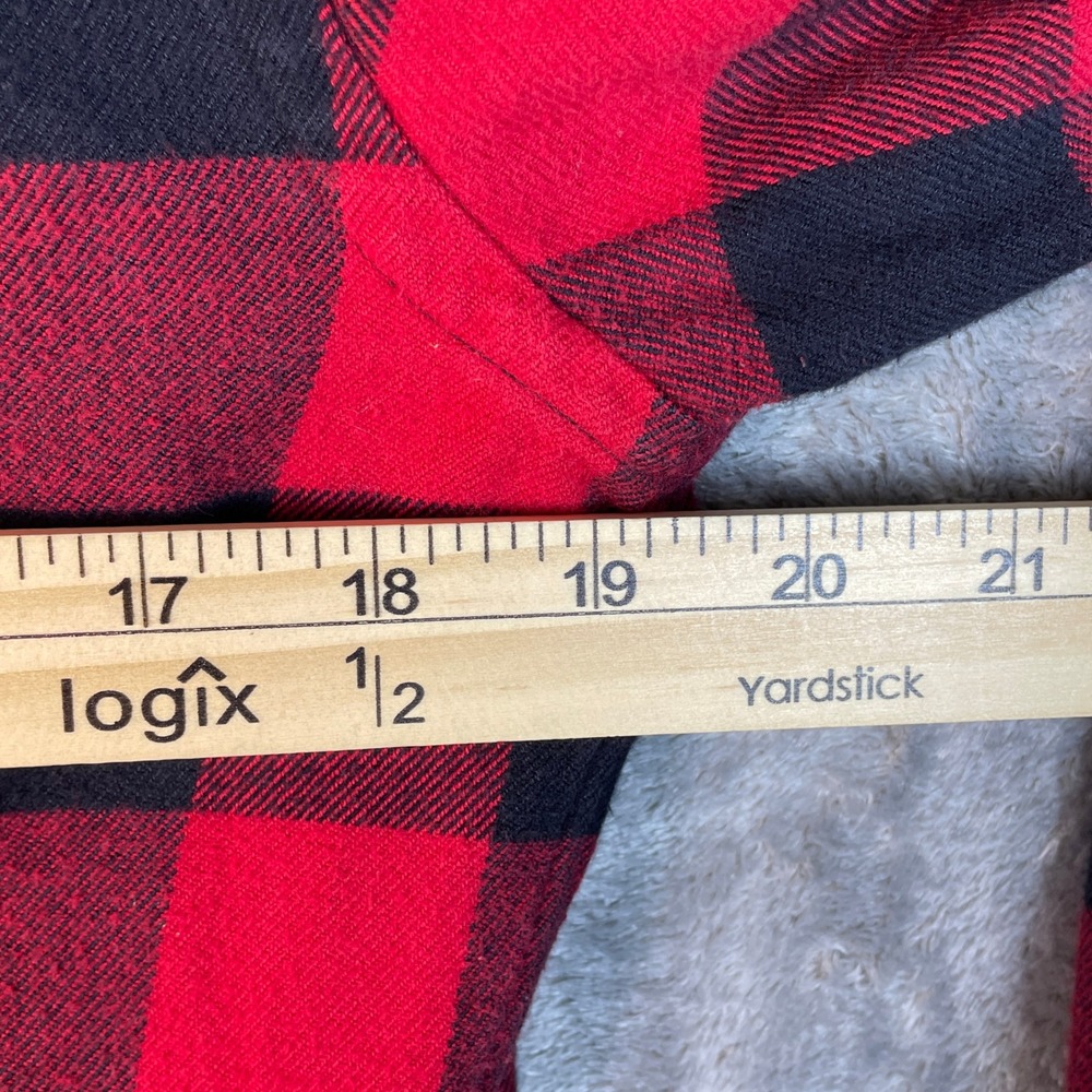 Ralph Lauren Ruffle Flannel Shirt Womens 12 Red Black Buffalo Plaid Very Good - Picture 5 of 7